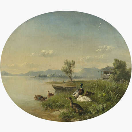 Carl Jutz d. Ä.. Ducks on the shore of Lake Chiemsee - photo 1