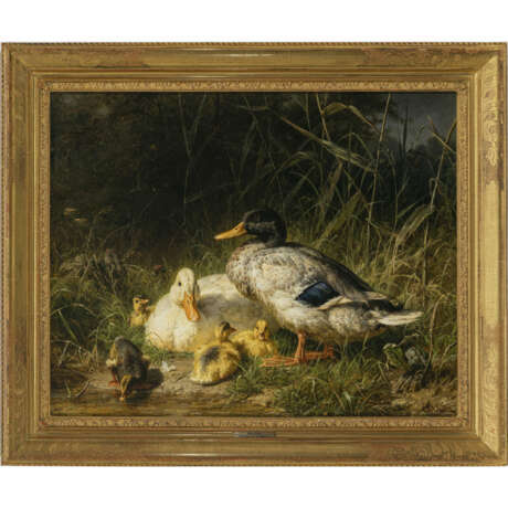 Carl Jutz d. Ä.. Duck family with ducklings by the water - photo 2