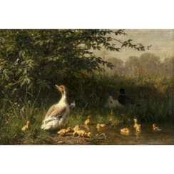 Carl Jutz d. Ä.. Duck family by the water