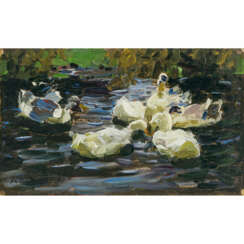 Alexander Koester. Sechs Enten im Teich