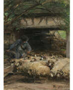Heinrich von Zügel. Heinrich von Zügel. Shepherd driving the sheep into the stable