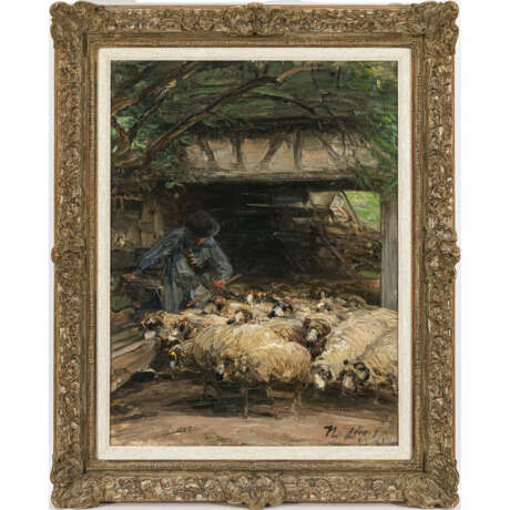 Heinrich von Zügel. Shepherd driving the sheep into the stable - photo 2