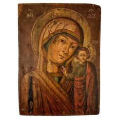 Virgin of Kazan, Russian Icon, Oil on Wood Panel, 19th century