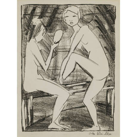 Otto Mueller. Two girls with a hand mirror (2). Circa 1919 - фото 1