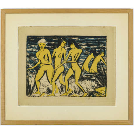 Otto Mueller. Five yellow nudes by the water (five girls on the beach, North Sea, bathing girls). 1921 - photo 2