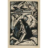 Erich Heckel. Kneeling woman at the stone. 1913 - фото 1