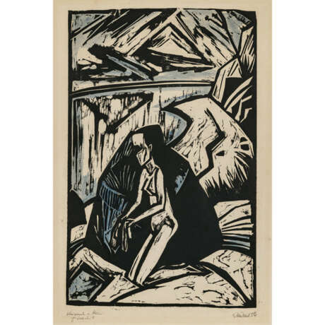 Erich Heckel. Kneeling woman at the stone. 1913 - фото 1
