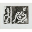 Pablo Picasso. Peintre et modele avec un noeud dans les cheveux. 1964 - Maintenant aux enchères