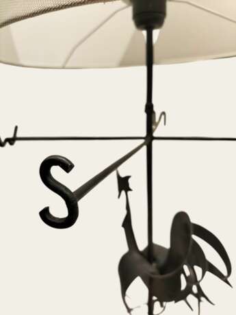 Wrought Iron Rooster Weathervane Lamp 1950s Iron and paper Mid-20th century - photo 3