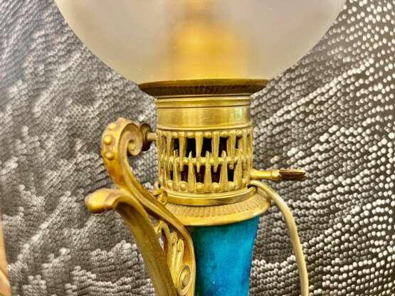 Pair Of Blue-glazed earthenware lamps in the Th&eacute;odore Deck style 19th century Bronze 19th century - Foto 2