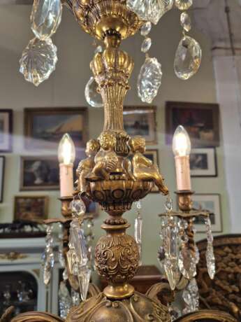 Beautiful chandelier with crystals .France.1960s Bronce Neorococo Mid-20th century - photo 4