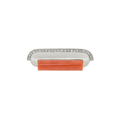 RAYMOND TEMPLIER BROCHE CORAIL ET DIAMANTS ART DÉCO - photo 1