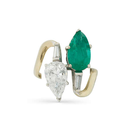 BAGUE ÉMERAUDE ET DIAMANTS - Foto 2