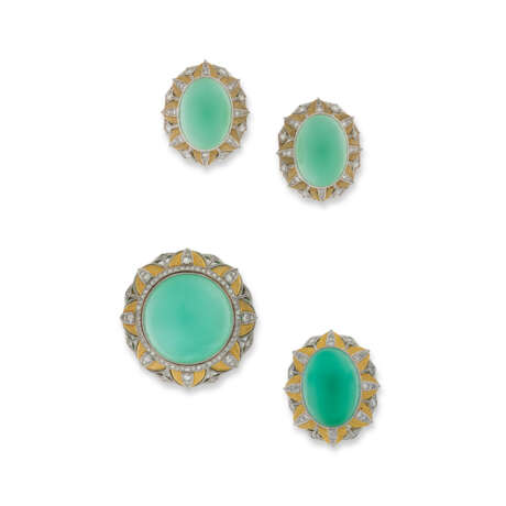 NO RESERVE - PARURE CALCÉDOINE ET DIAMANTS - Foto 1