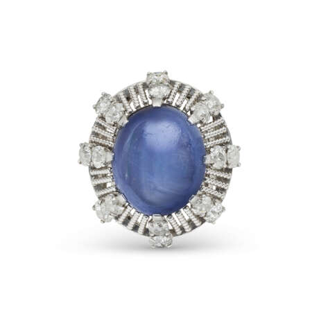BAGUE SAPHIR ÉTOILÉ ET DIAMANTS - фото 1