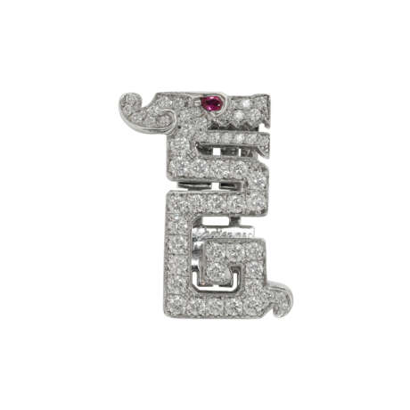 NO RESERVE - CARTIER CLIP DE REVERS RUBIS ET DIAMANTS 'LE BAISER DU DRAGON’ - photo 1