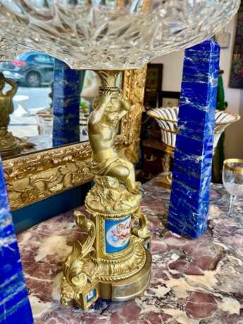 19th Century Cut Crystal Bowl on a Gilt Bronze Pedestal with Putti Motifs Crystal Napoleon III 19th century - photo 8