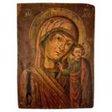Virgin of Kazan Russian Icon Oil on Wood Panel 19th century Lacquered wood 19th century - photo 1