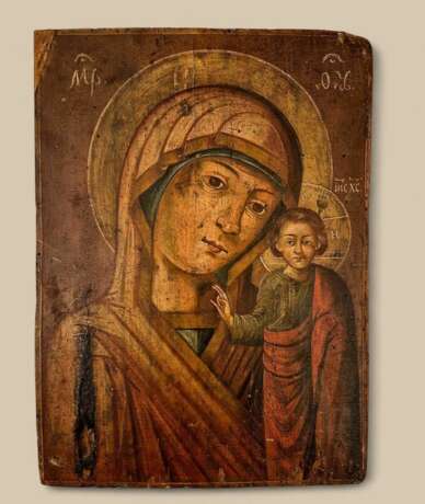 Virgin of Kazan Russian Icon Oil on Wood Panel 19th century Lacquered wood 19th century - photo 7