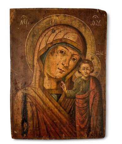 Virgin of Kazan Russian Icon Oil on Wood Panel 19th century Lacquered wood 19th century - photo 8