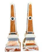 Обзор. 19th Century Pair of Obelisks in Carrara Marble, Sicilian Jasper &amp; Black Portoro