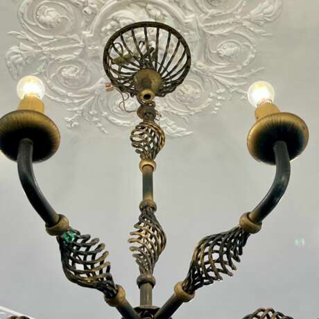 Art Deco Wrought Iron Chandelier with Six Arms 1940 Cast iron Mid-20th century - photo 4