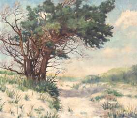 Bastiner &quot;Strandaufgang mit Baum&quot;, Öl/ Lw., sign. und dat. 1939 u.r., 50x57 cm, Rahmen
