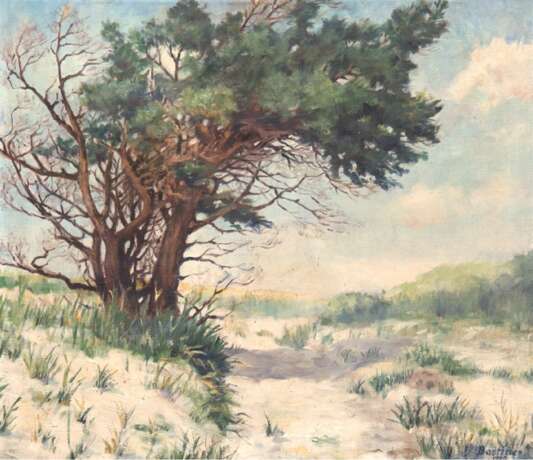 Bastiner "Strandaufgang mit Baum", Öl/ Lw., sign. und dat. 1939 u.r., 50x57 cm, Rahmen - photo 1