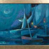 Blass, Rico (1908 Breslau-2002 Frankfurt) "Mond über dem Hafen", Öl/ Lw., sign. u.l., 40x50 cm, Rahmen - photo 1