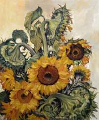 Tschirch, Egon (1889 Rostock-1948 Rostock) &quot;Sonnenblumen&quot;, Öl/ Lw., 1 Hinterlegung, sign. u.l. und dat. ´36, 83,5x68,5 cm, Rahmen (eigenes Atelier in Rostock, Studienreisen nach Südfrankreich und Nordafrika, si…