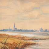 Bunke, Franz (1857 Schwaan-1939 Oberweimar) "Mecklenburger Seenlandschaft mit Segelbooten", Aquarell, sign. u.l., 14x23,5 cm, hinter Glas und Rahmen (Studium in Berlin und Weimar, Begründer der Schwaaner Malerk… - photo 1