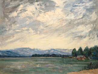 Gatermann, Karl (1909 Dessau-1992 München) &quot;Landschaft bei München&quot;, Öl/ Hartfaser, siign. u.r. mit Ortsangabe &quot;München&quot;, 46x56,5 cm, Rahmen