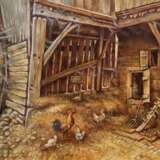 Lüth, R. "Im Hühnerstall", Öl/ Karton, sign. u.l., 33x44 cm, Rahmen - photo 1