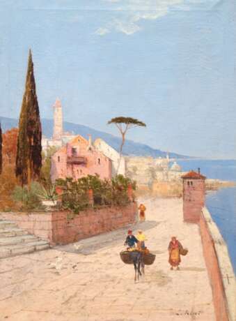 Ricci, Luigi (1923 Ravenna-1896 ebenda) "Italienische Stadt am Meer", Öl/ Lw., sign. u.r., 68,5x47,5 cm, ungerahmt - photo 1