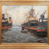 Siebert, Fritz Anton (1878 Gartz/ Oder-1944 Berlin) "Hamburger Hafen-Sandtorkai", Öl/ Pappe, sign. u.l., 61x69,5 cm, Rahmen (Deutscher Landschafts- und Marinemaler, Studium an der Berliner Kunstakademie) - фото 1