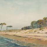 Kühl, Richard (1892 Stettin-1976) "Windflüchter am Strand", Aquarell, sign. u.r., 30x42 cm, hinter Glas und Rahmen (Landschafts- und Marinemaler, bevorzugte Motive: Darß, Ahrenshoop, Rügen u. Stettin) - Foto 1