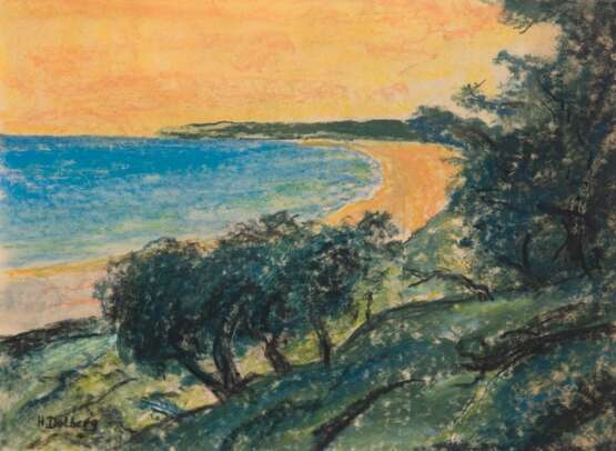 Dolberg, Helene (1881 Barkow-1979 Hildesheim) "Hucke-Hiddensee", Pastell, sign. u.l., 18x24 cm, im Passepartout hinter Glas und Rahmen - Foto 1