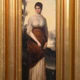 "Porträt einer Dame mit Mandoline", Öl/ Holz, sign. "C. Valmor" u.r., 30x12 cm, Rahmen - photo 1
