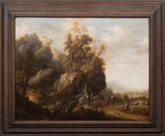 Camphuysen, Jochem Govertsz (1601 Grinchen-1672 Amsterdam) und Micker, Jan (1599-1664) "Darstellung einer Bergpredigt mit reicher Personenstaffage in idyllischer Landschaft", Öl/ Eichenholztafel (rest.), laut G… - photo 1