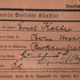 Kolbe, Ernst (1876 Marienwerder-1945 Rathenow/ Berlin) "Heimkehrende Fischkutter Rügenwalder Münde-heute Darlowka", Öl/ Lw., sign. u.r., rückseitig alter Zettel mit Künstlerangaben vom Verein Berliner Künstler,… - photo 2