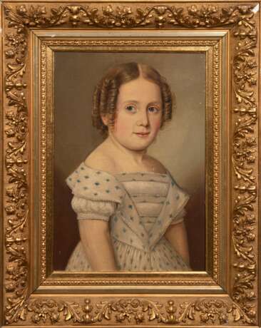 "Biedermeier-Porträt einer jungen Frau", Öl/ Karton., unsign., 40x30,5 cm, Rahmen - photo 1