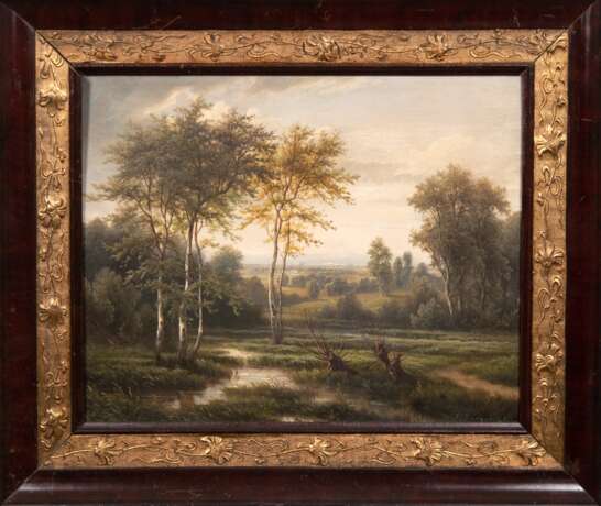 Burgaritzky, Josef (1836 Mölln/Steyr-1890 Wien) "Partie bei Lündenburg", Öl/ Holz, sign. u.r., rückseitig bez., 31x39 cm, Rahmen - photo 1