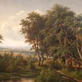 Burgaritzky, Josef (1836 Mölln/Steyr-1890 Wien) "An der March", Öl/ Holz, sign. u.l., rückseitig bez., 31x38 cm, Rahmen - photo 1