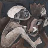 Rosteck, Jürgen (1946 Berlin-2011 Bremen) "Fabelwesen mit Keiler", Gouache, unsign., 58x77,5 cm, im Passepartout hinter Glas und Rahmen - Foto 1