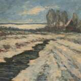 Werner, Max (1879 Staucha-1952 Neumünster) "Winterlandschaft mit Bauerngehöft hinter Bäumen", Öl/ Platte, sign. und dat. u.r., 47x62 cm, Rahmen - Foto 1