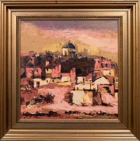 Südländische Stadtansicht", Öl/ Lw., undeutl. sign. u.l., 39x37,5 cm, Rahmen - photo 1