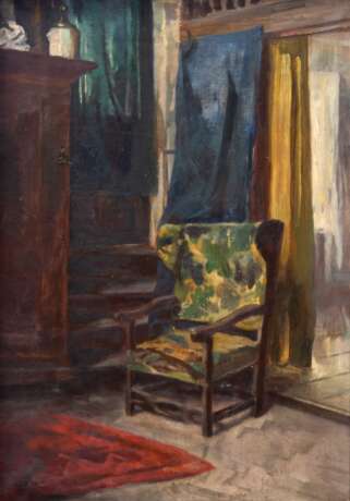 Ullrich, Curt (1873 Schkeuditz-1946 München) "Interieur", Öl/ Lw., sign. u.l. und datiert 1919, 54x38 cm, Rahmen (Maler und Grafiker, studierte in Weimar und München, Mitglied der Münchner Sezession) - photo 1