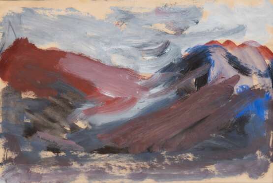 Kopfermann, Sigrid (1923 Berlin-2011 Düsseldorf) "Abstrakte Gebirgslandschaft", Öl/ Papier, unsign., rückseitig bez., "Aus der Galerie in Braunschweig 1976", 25x32,5 cm, hinter Glas und Rahmen (Sie st… - photo 1