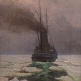 Jensen, Alfred V. (1898-1960) "Schlepper im vereisten Meer", Öl/ Lw., sign. u.l., 50,5x40 cm, Rahmen - photo 1