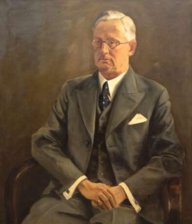 Wessel, Erich (1906 Hamburg-1985 ebenda) "Porträt eines Herren im Anzug", Öl/Lw., sign. o.r. und dat. ´39, 98x79 cm, Rahmen - Foto 1